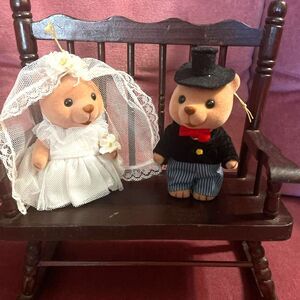 Vintage Flocked Wedding Bears